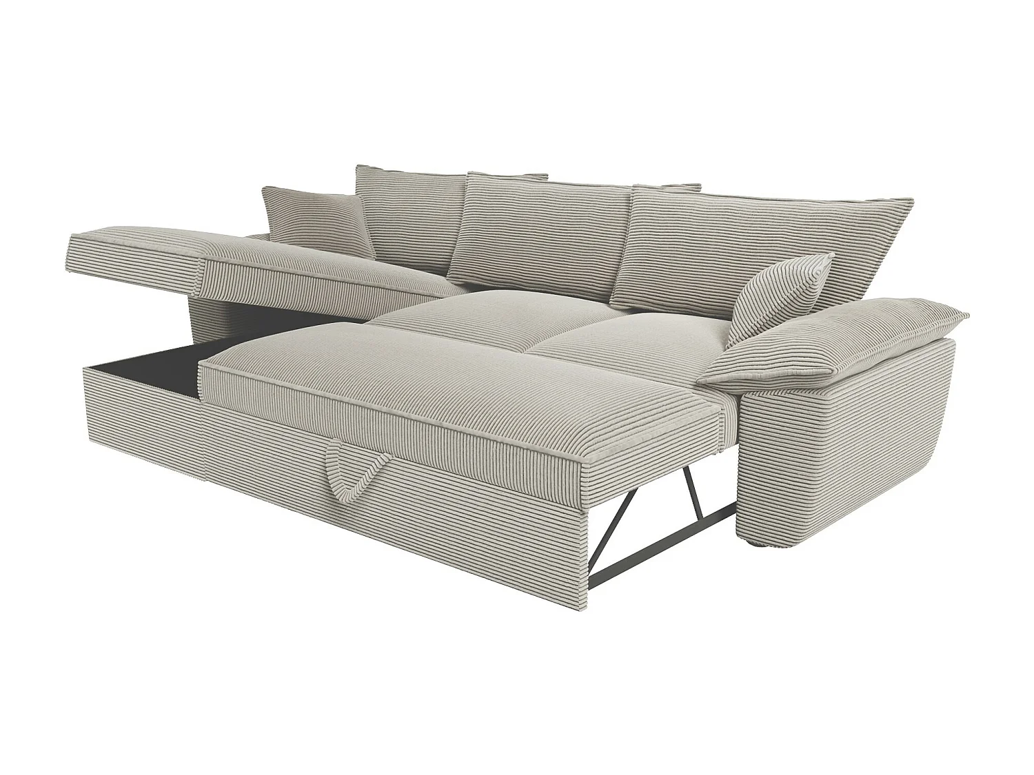 Hoekbank met hoek links met opbergruimte  - Lichtgrijze stof - GUILLERMO