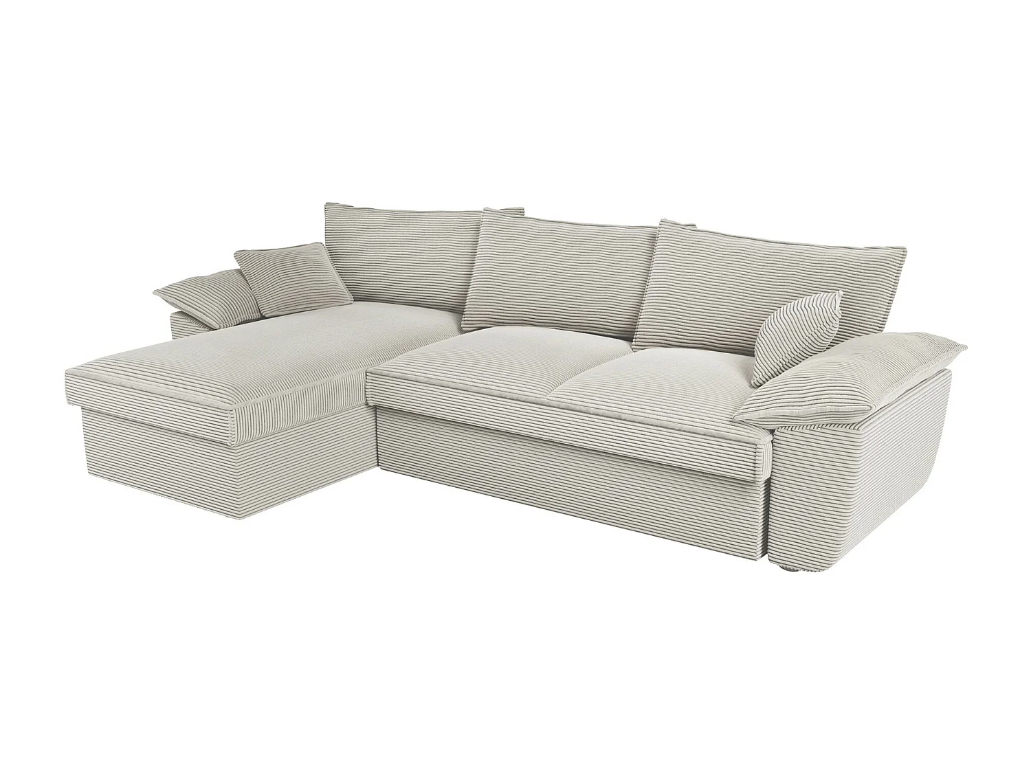 Hoekbank met hoek links met opbergruimte  - Lichtgrijze stof - GUILLERMO