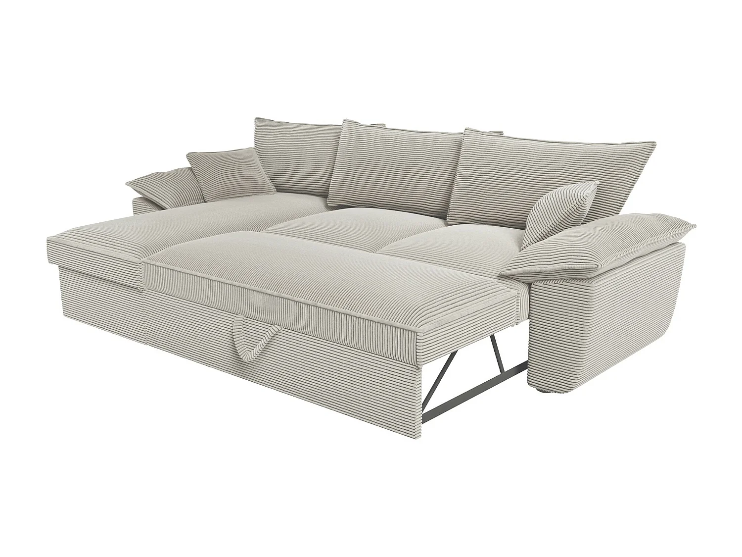 Hoekbank met hoek links met opbergruimte  - Lichtgrijze stof - GUILLERMO