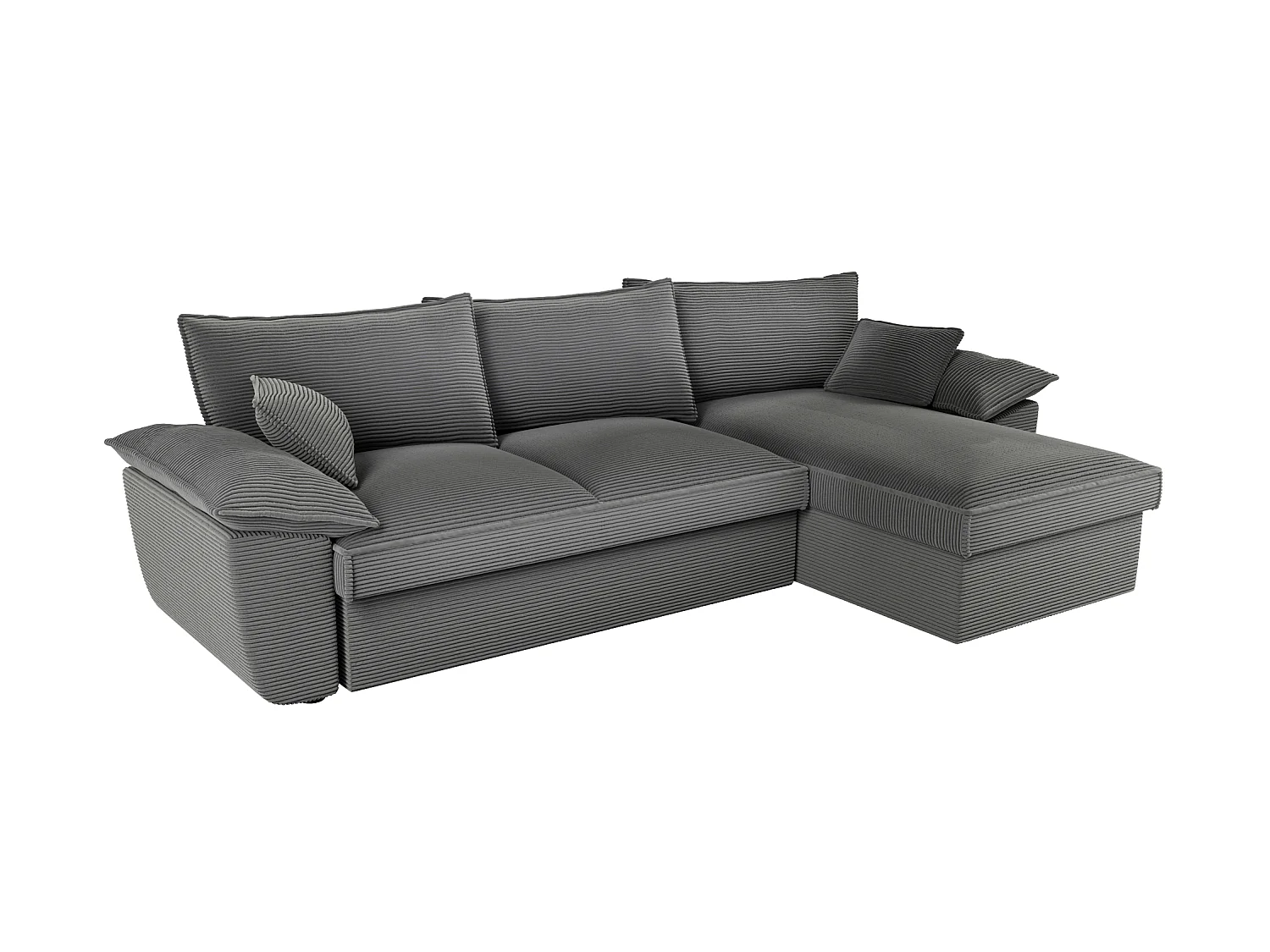 Divano letto con contenitore portaoggetti in Velluto a coste Antracite - Angolo a destra - GUILLERMO II