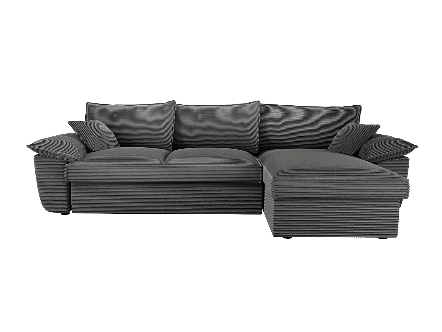 Divano letto con contenitore portaoggetti in Velluto a coste Antracite - Angolo a destra - GUILLERMO II