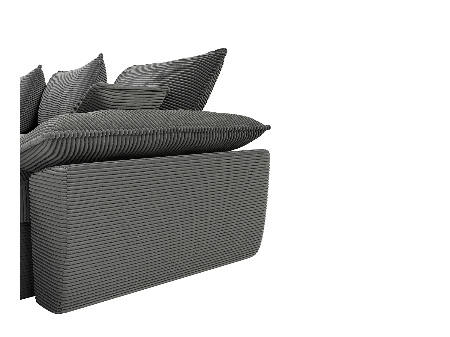 Divano letto con contenitore portaoggetti in Velluto a coste Antracite - Angolo a destra - GUILLERMO II