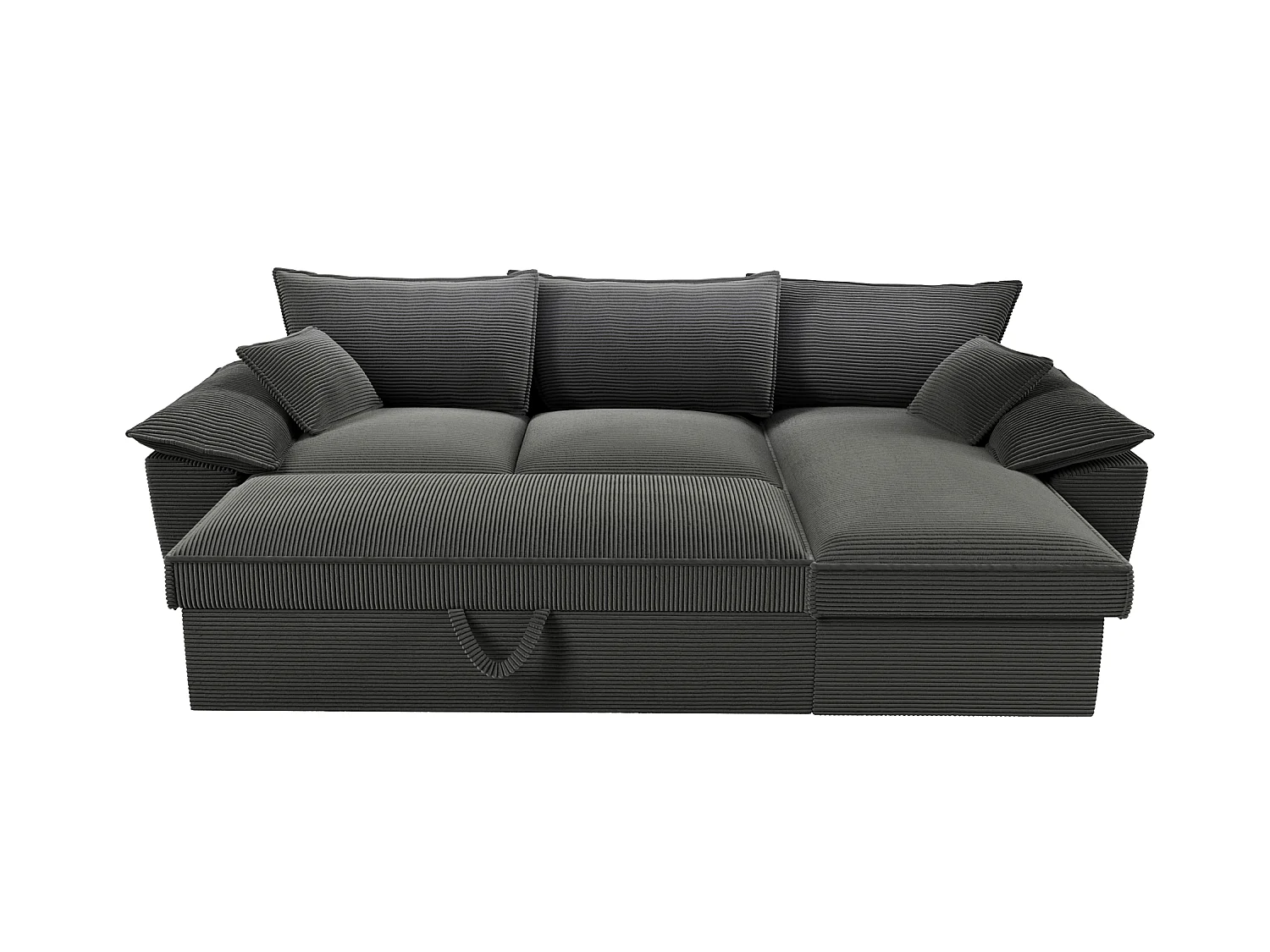 Divano letto con contenitore portaoggetti in Velluto a coste Antracite - Angolo a destra - GUILLERMO II