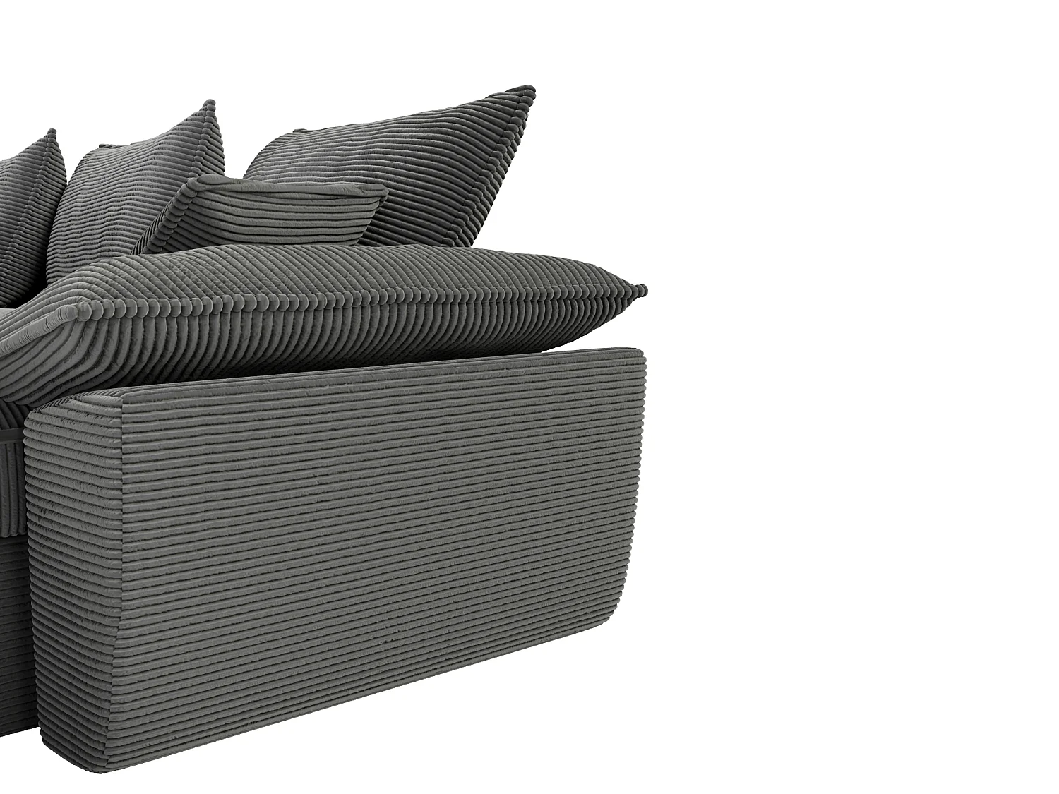 Ecksofa mit Schlaffunktion + Bettkasten - Ecke rechts - Cord - Dunkelgrau - GUILLERMO