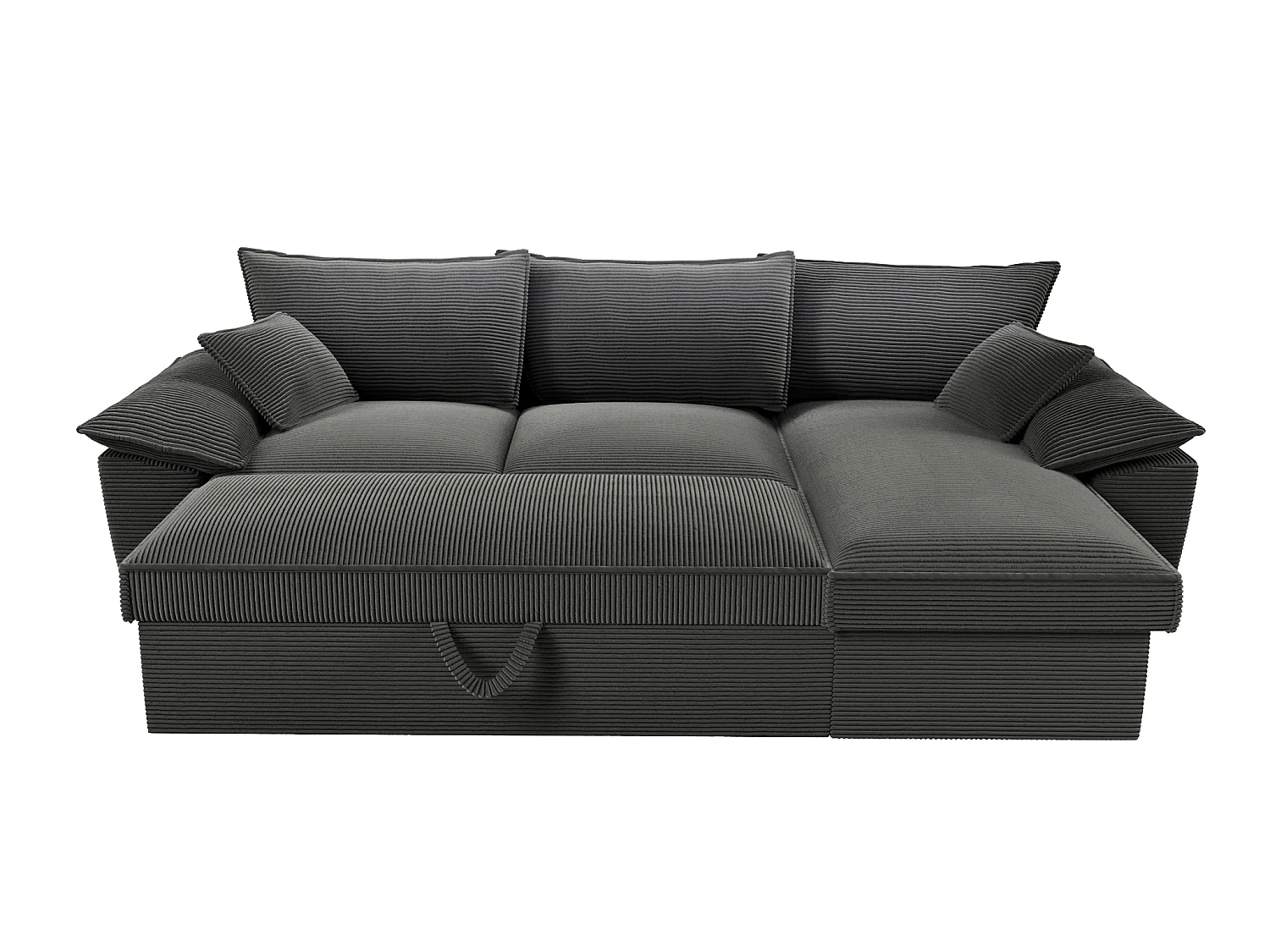 Ecksofa mit Schlaffunktion + Bettkasten - Ecke rechts - Cord - Dunkelgrau - GUILLERMO