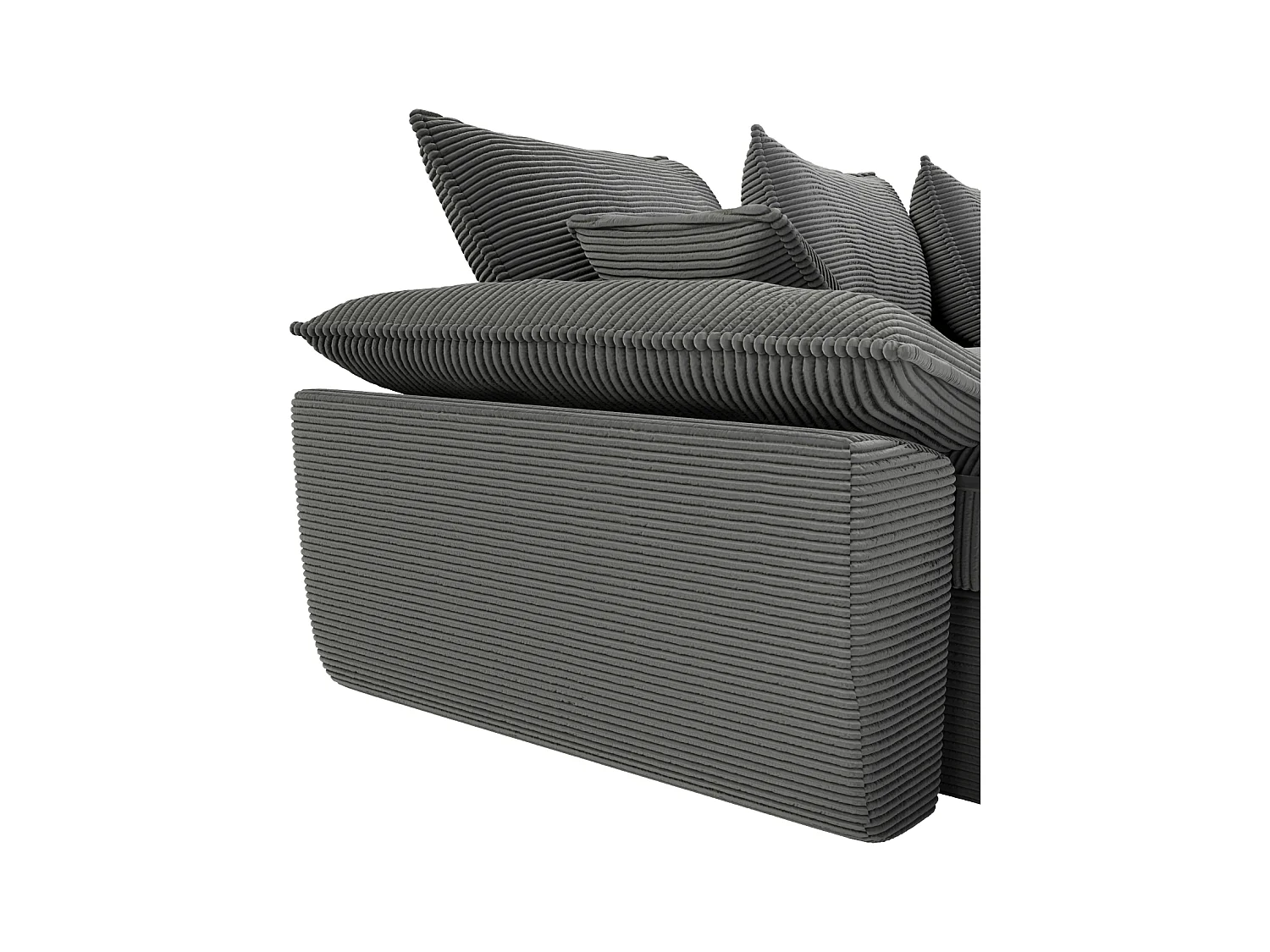 Canapé d'angle gauche convertible en velours côtelé gris foncé avec coffre de rangement GUILLERMO II