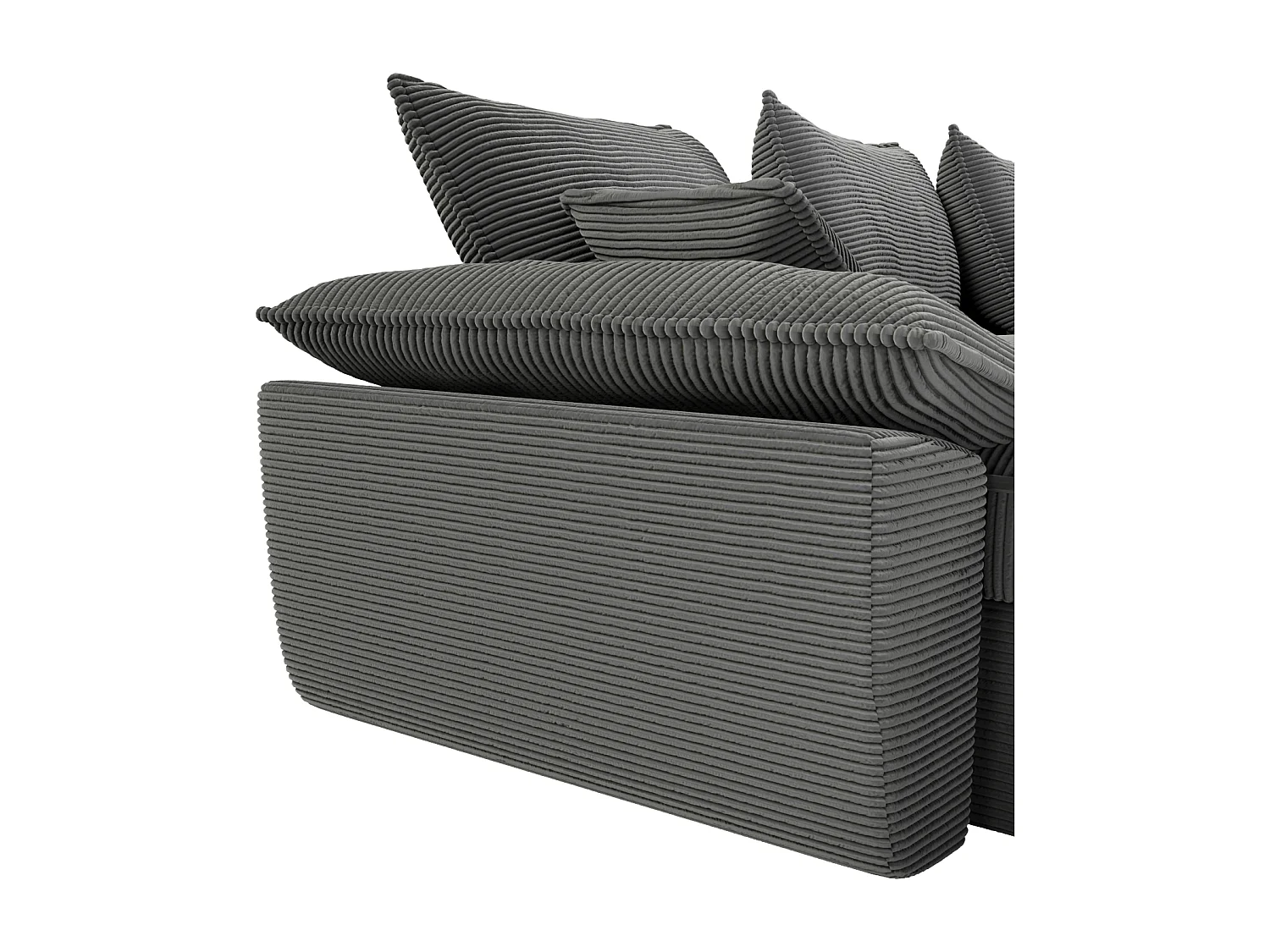 Canapé d'angle gauche convertible en velours côtelé gris foncé avec coffre de rangement GUILLERMO II