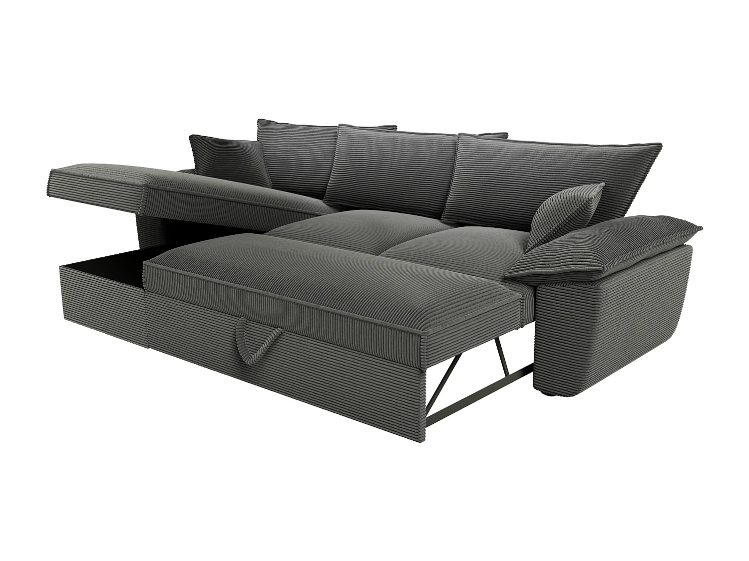 Hoekbank met hoek links met opbergruimte  - Donkergrijs ribfluweel - GUILLERMO