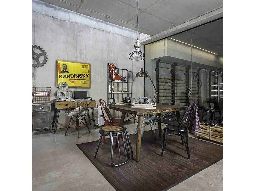 Chaise en métal et bois marron 43x51x86,5h