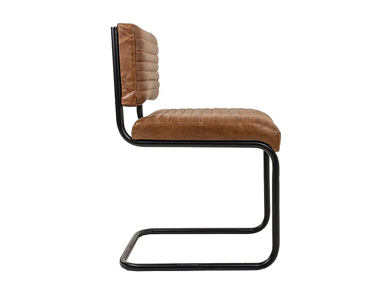 Sedia in metallo e pelle marrone 45x56x83h