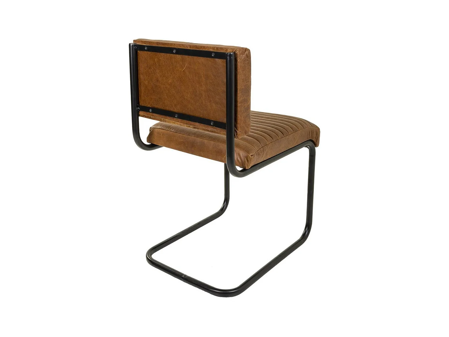 Sedia in metallo e pelle marrone 45x56x83h