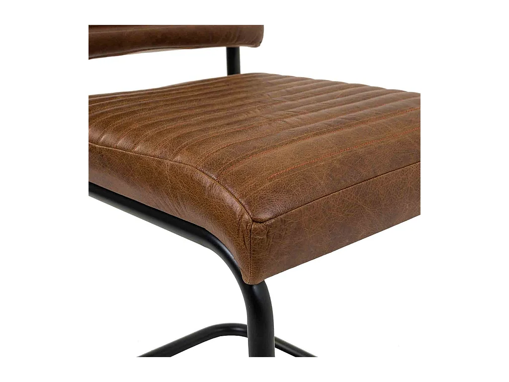 Sedia in metallo e pelle marrone 45x56x83h