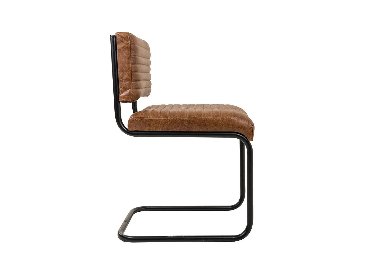 Chaise en métal et cuir marron 45x56x83h