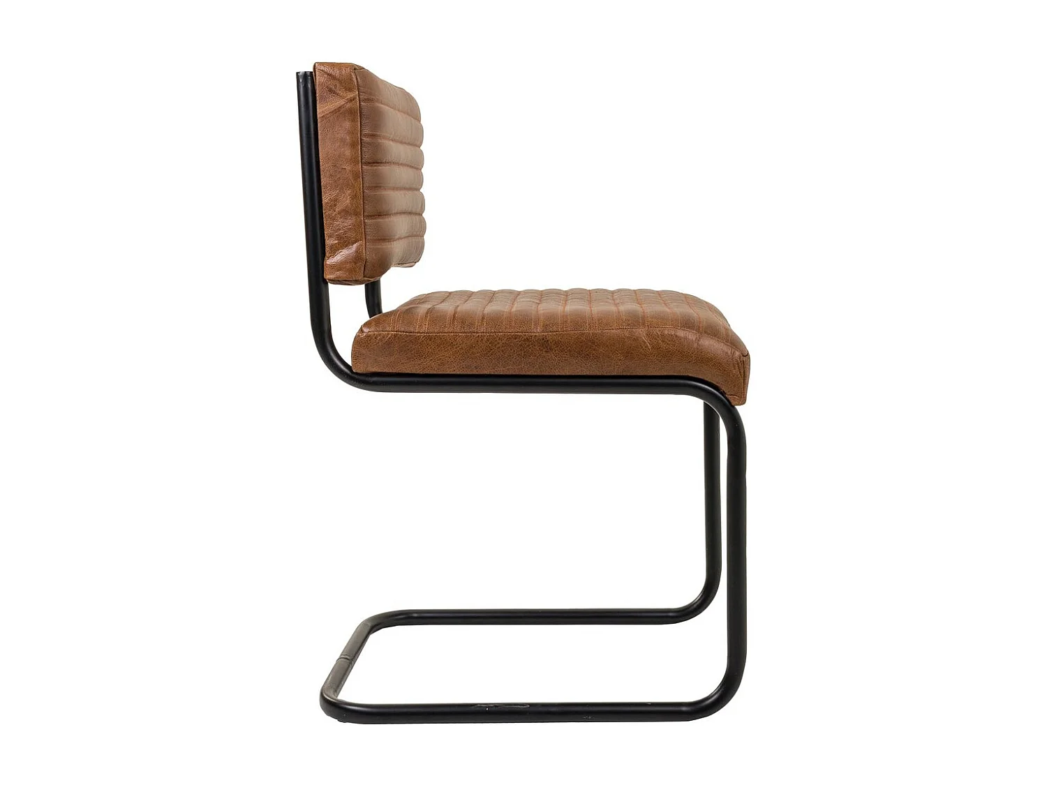 Silla de metal y piel marrón 45x56x83