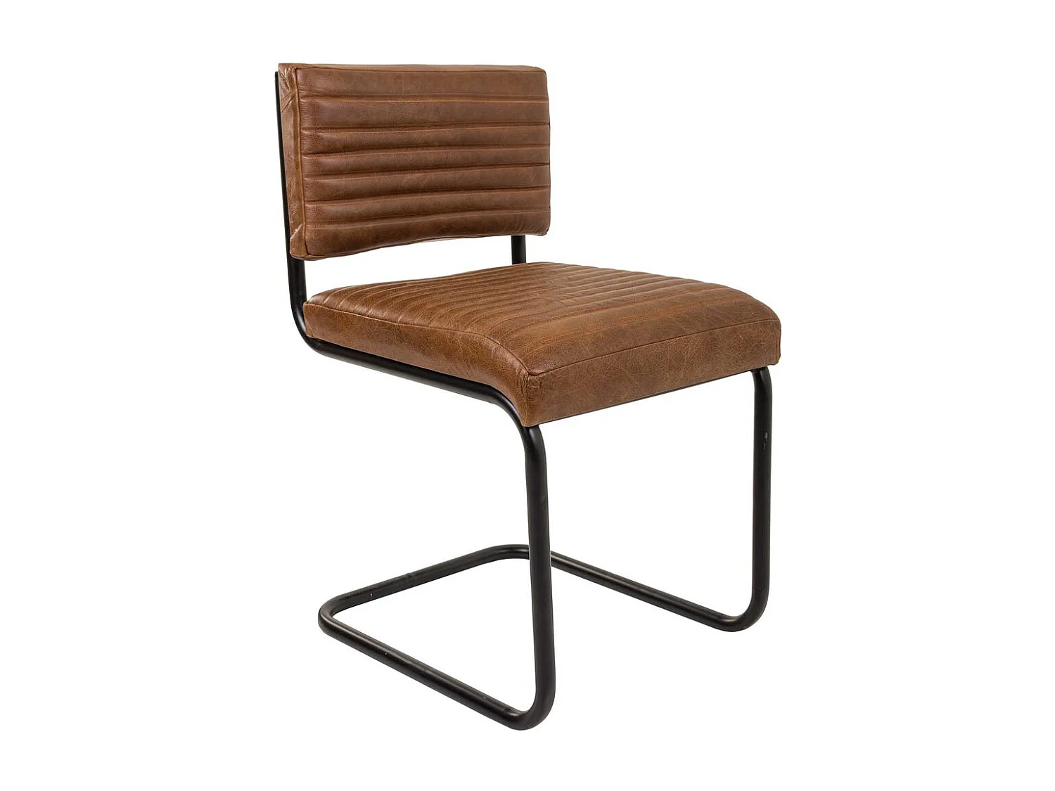 Silla de metal y piel marrón 45x56x83