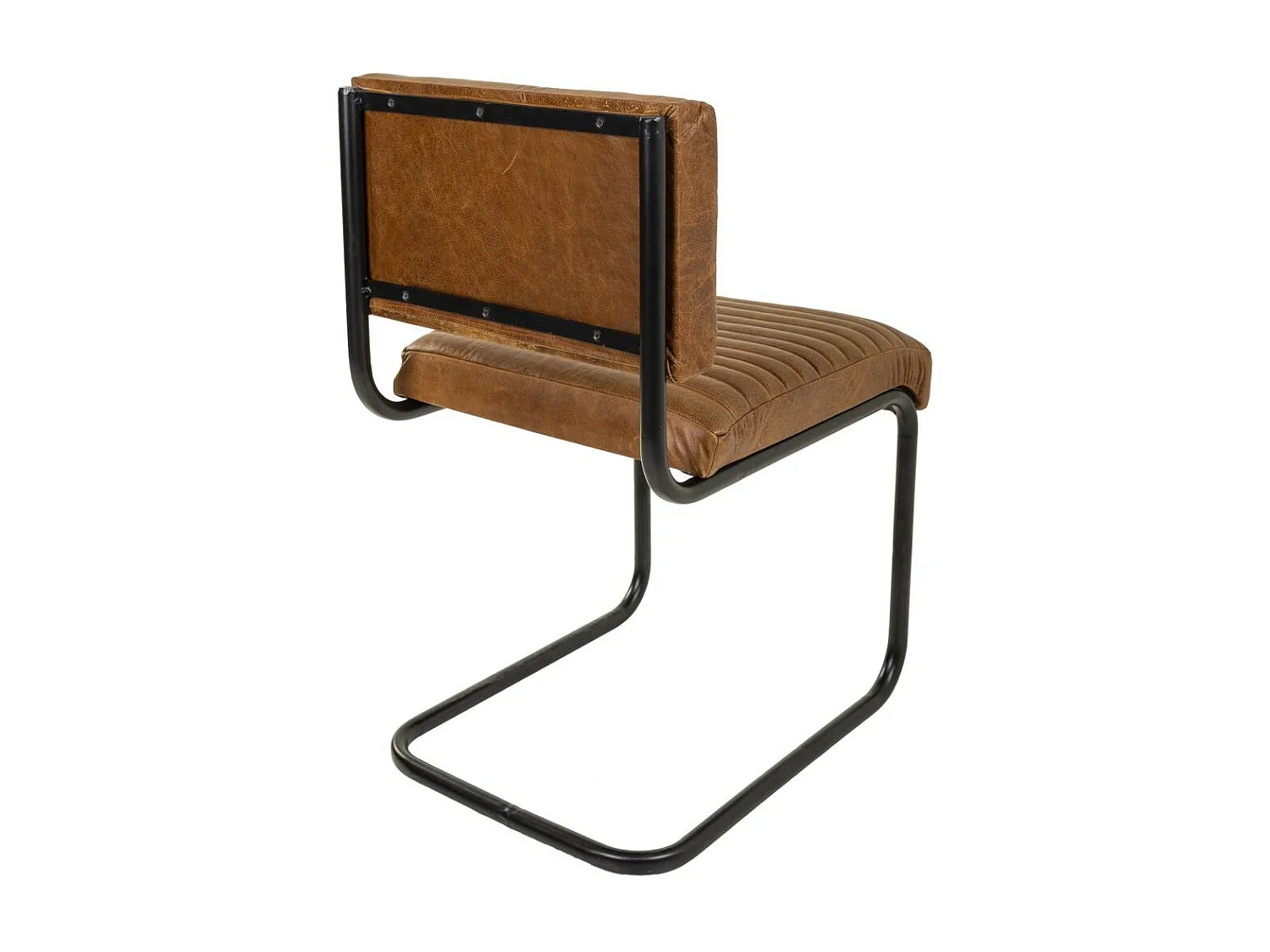 Silla de metal y piel marrón 45x56x83