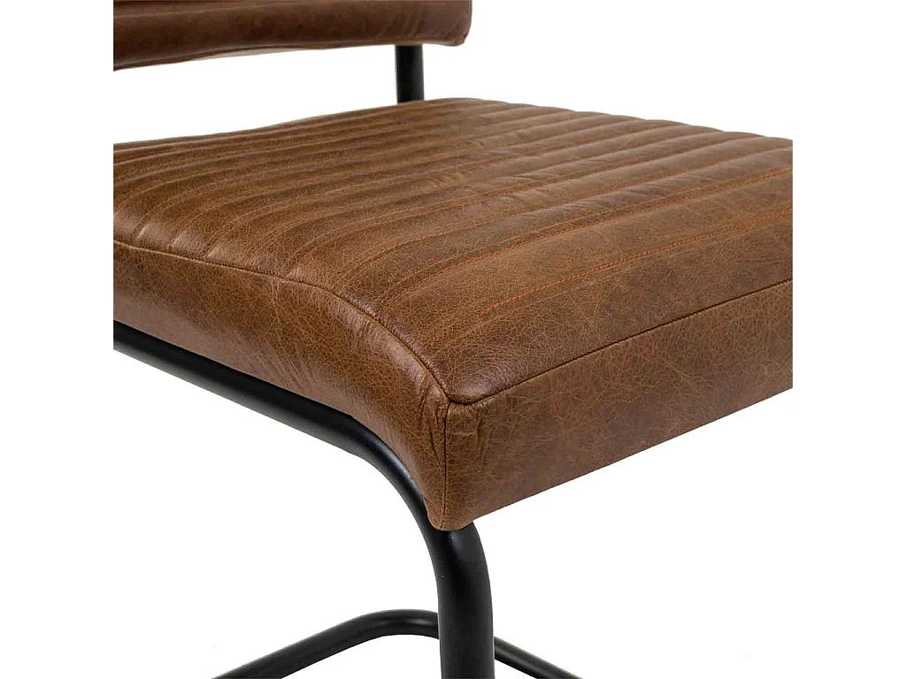 Silla de metal y piel marrón 45x56x83
