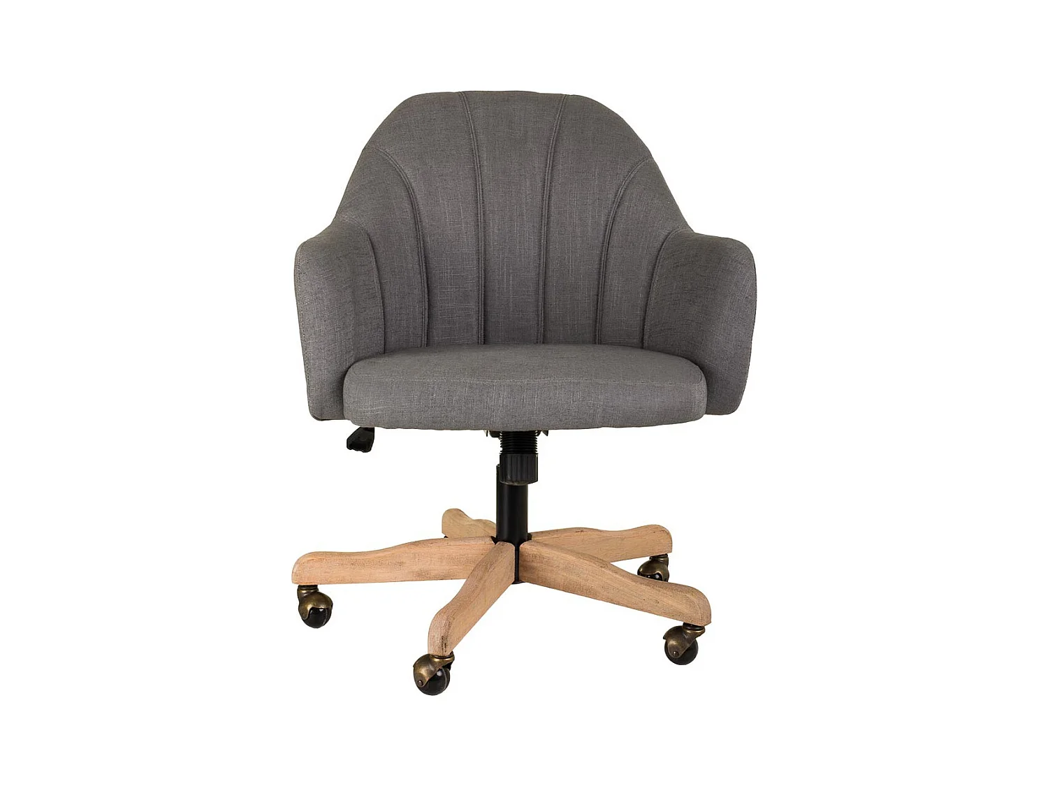 Silla de madera y tapizada con ruedas gris 63x54x40/87