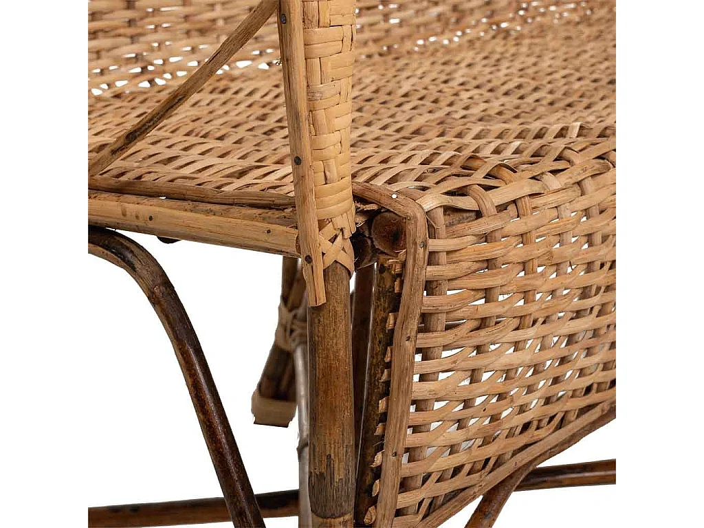 Sofá de bambú y ratán marrón 130x48x99