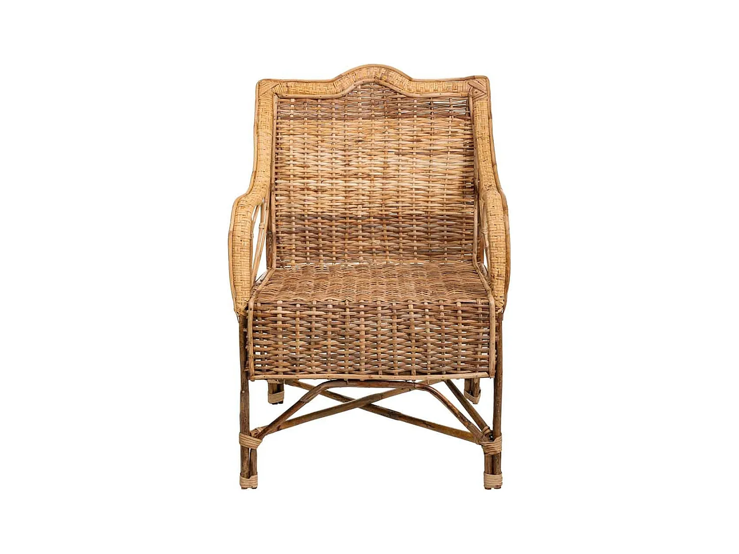 Fauteuil en bambou et rotin marron 64x48x99h