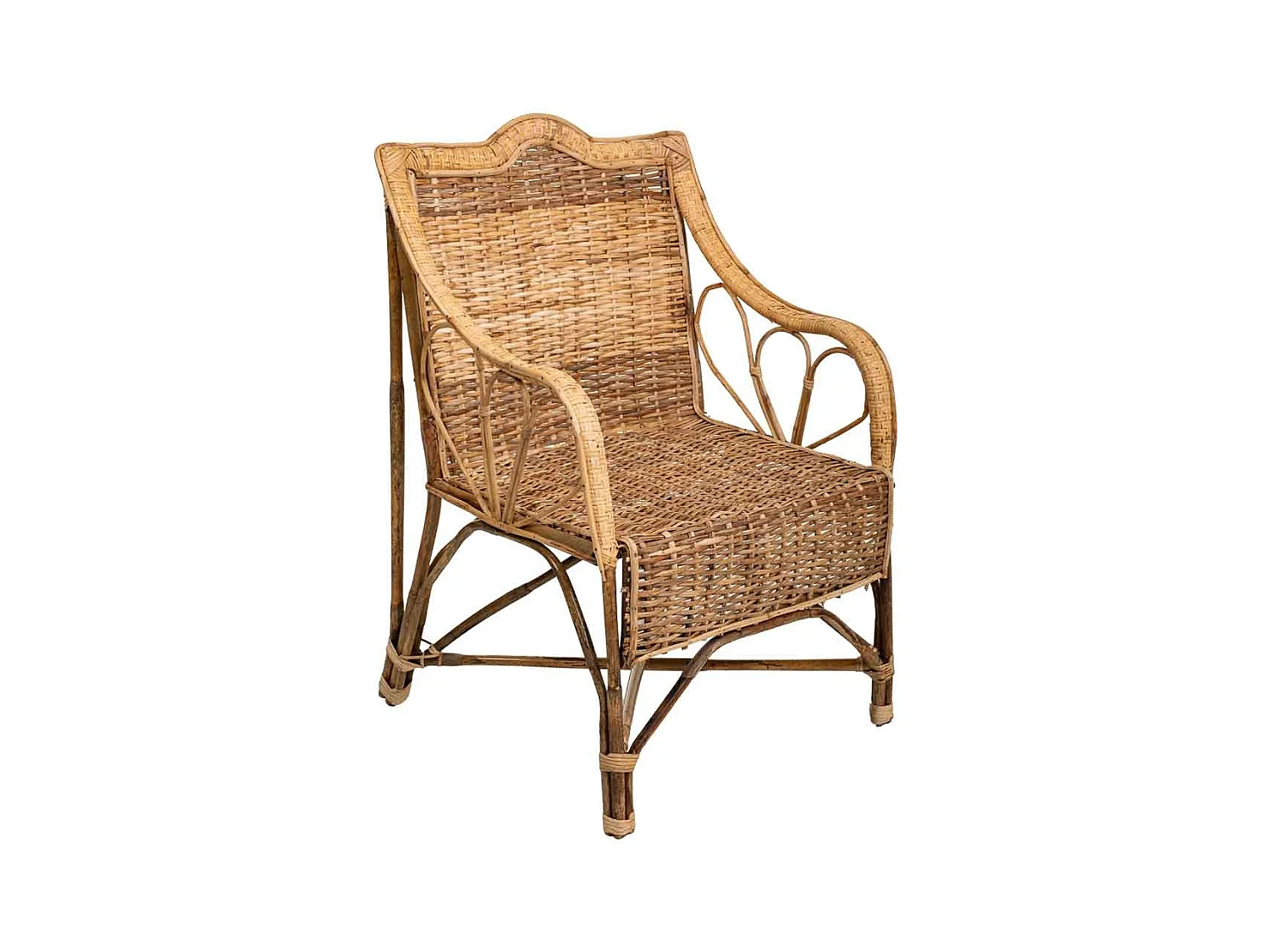 Fauteuil en bambou et rotin marron 64x48x99h