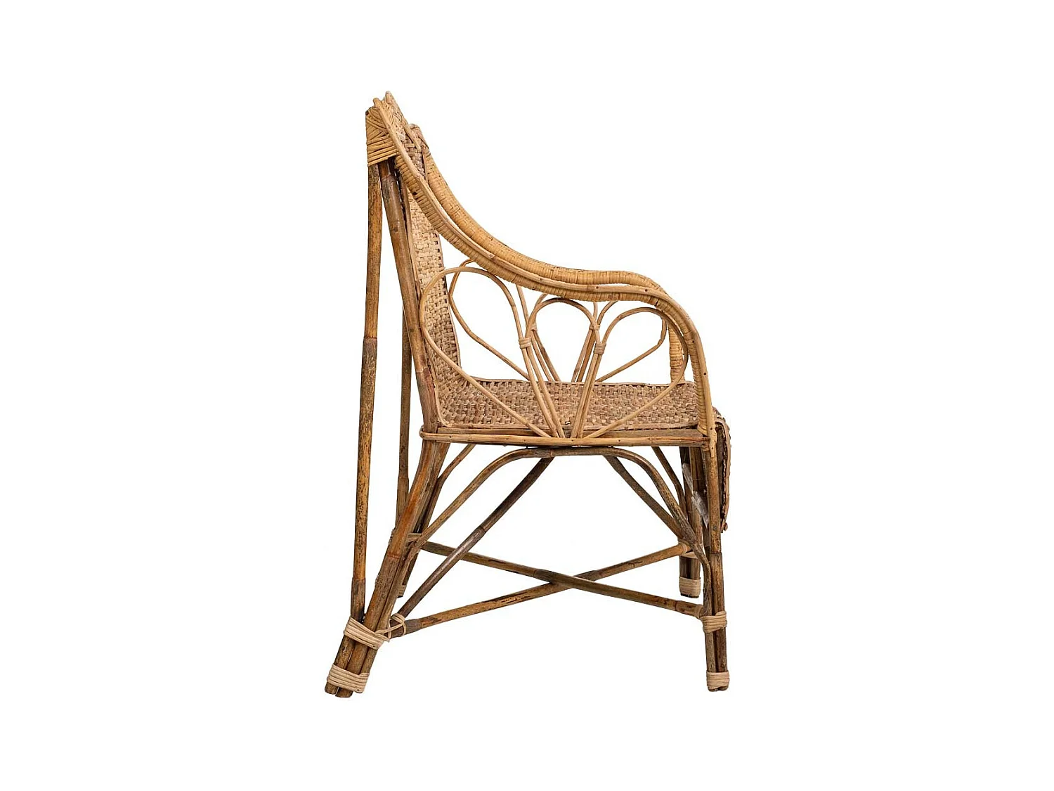 Fauteuil en bambou et rotin marron 64x48x99h