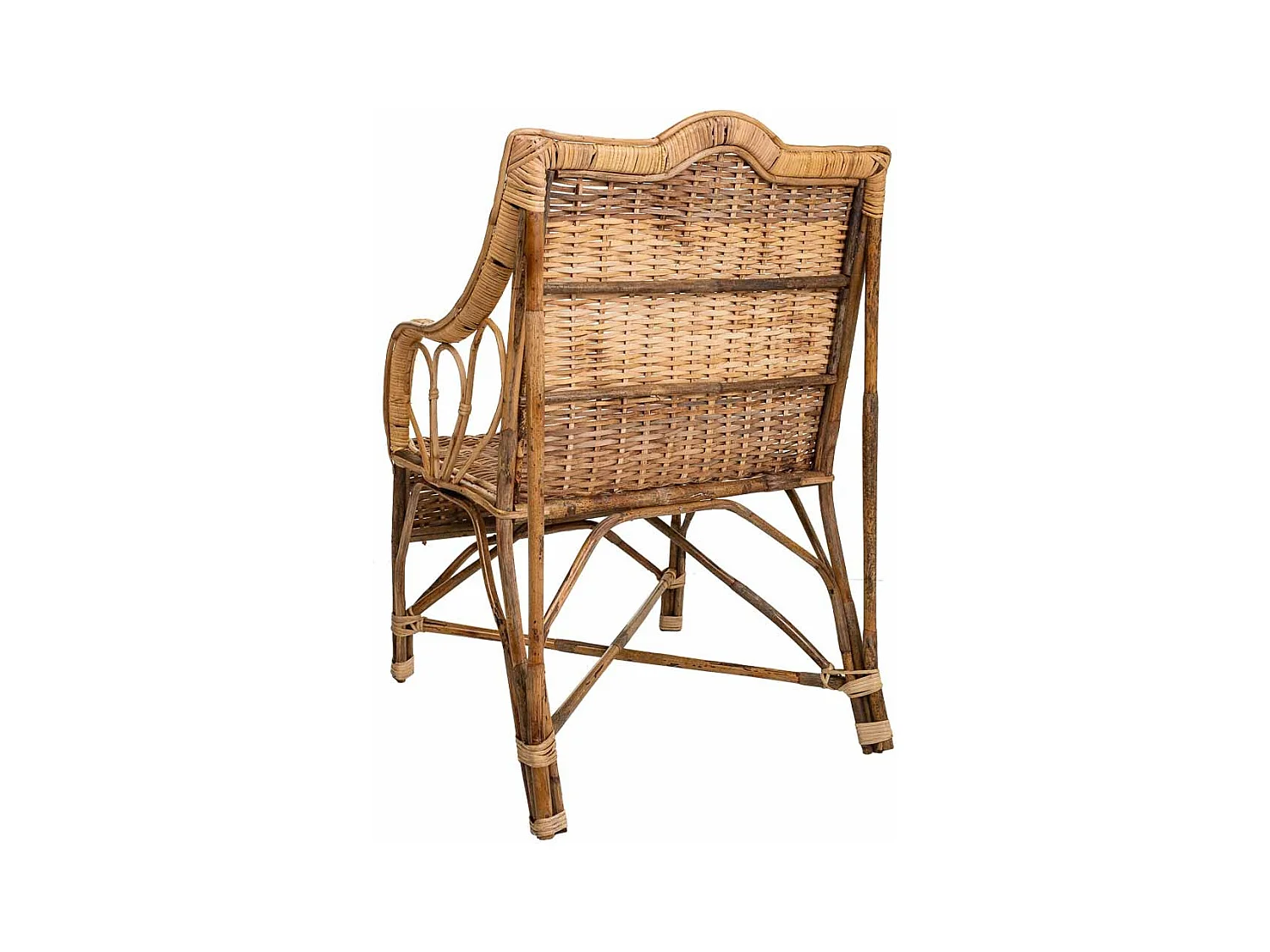 Fauteuil en bambou et rotin marron 64x48x99h