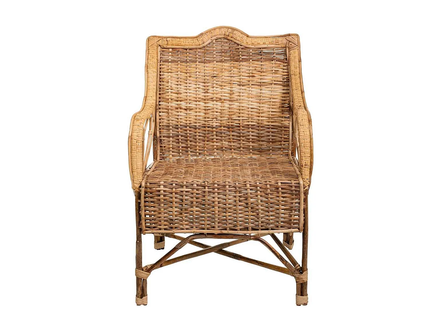 Fauteuil en bambou et rotin marron 64x48x99h