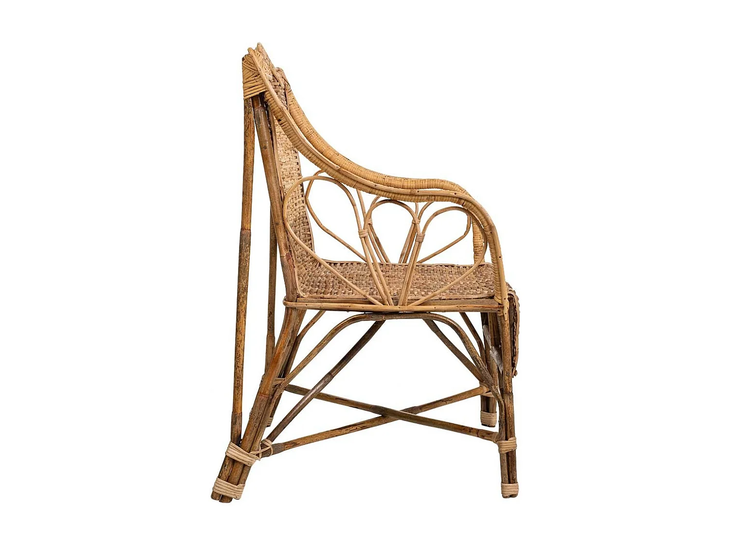 Fauteuil en bambou et rotin marron 64x48x99h