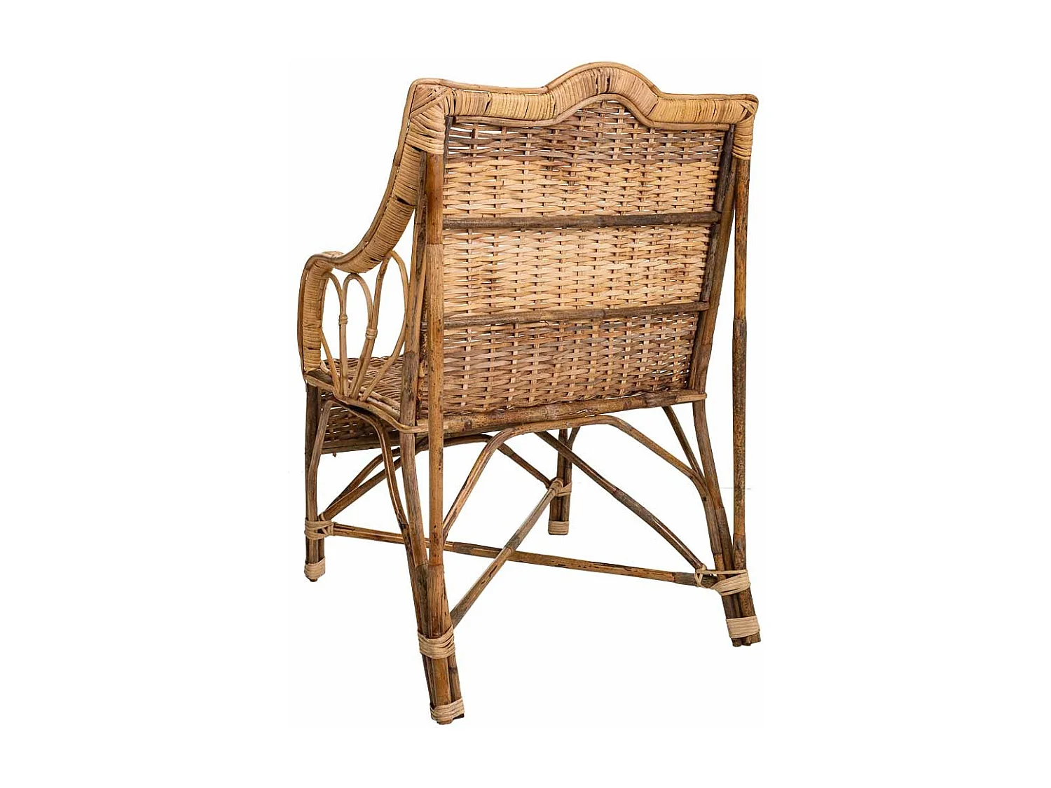 Fauteuil en bambou et rotin marron 64x48x99h