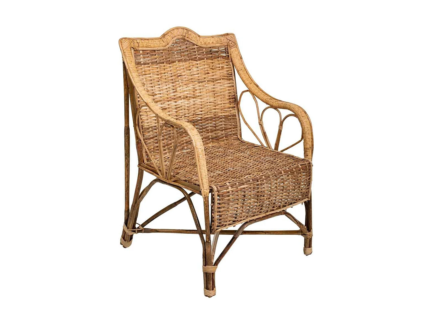 Poltrona bambu e rattan marrom 64x48x99