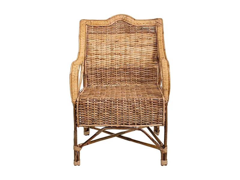 Fauteuil en bambou et rotin marron 64x48x99h