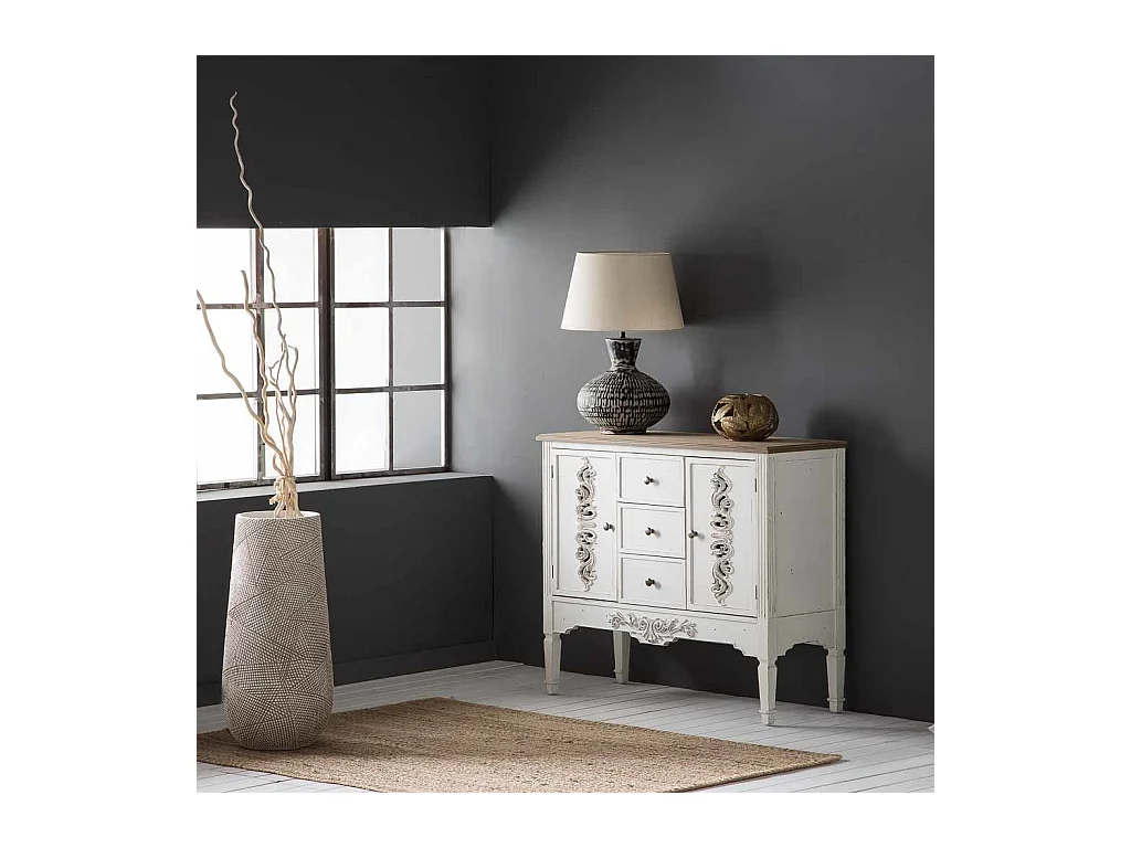 Aparador de madera blanco 100x40x86 cm