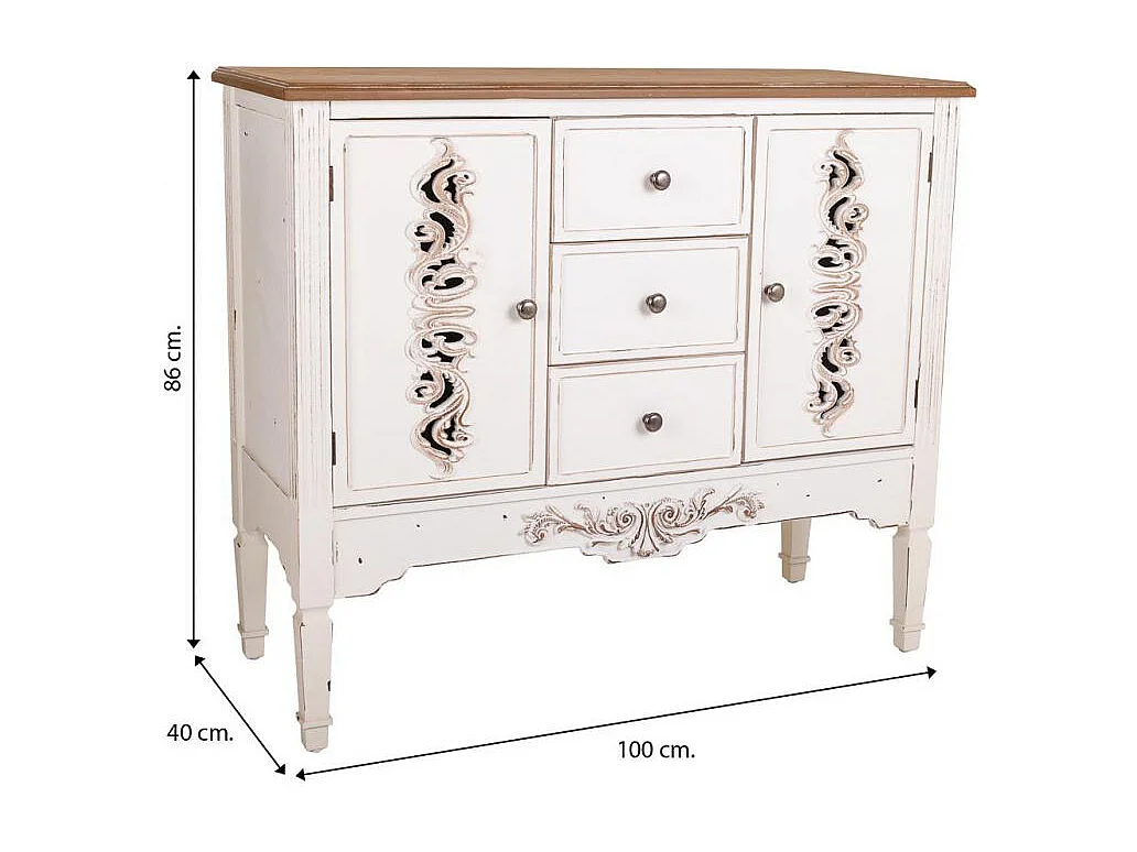 Buffet en bois blanc 100x40x86