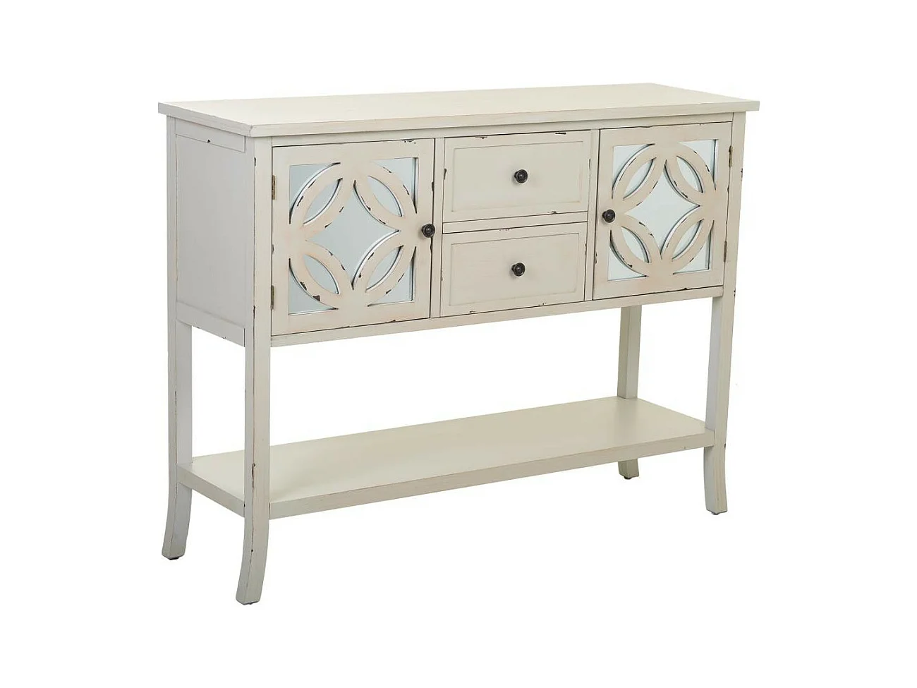 Buffet en bois blanc 121x37x91h
