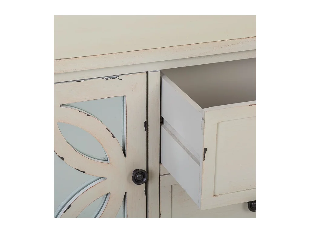 Buffet en bois blanc 121x37x91h