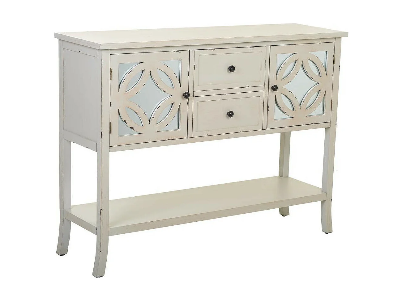 Credenza in legno bianco 121x37x91h