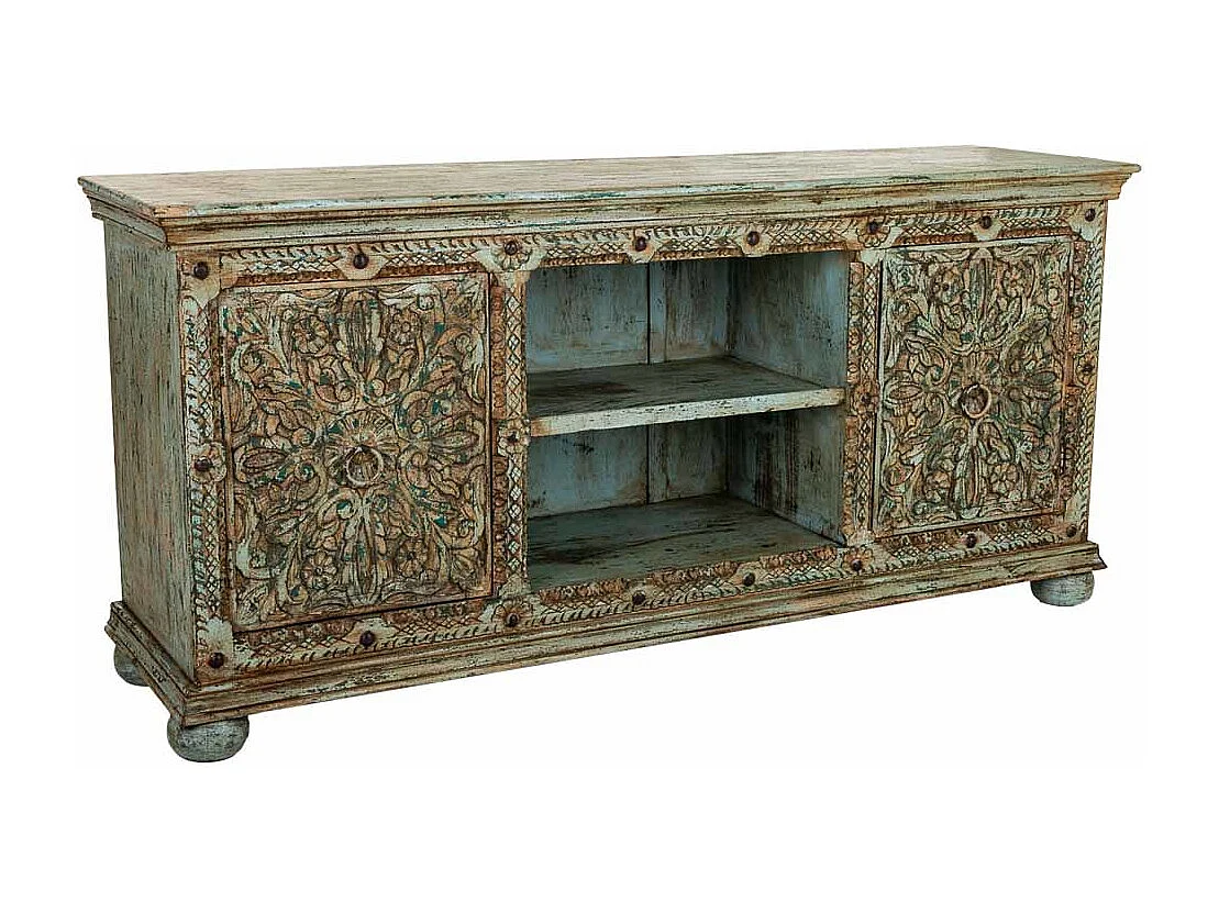 Aparador de madeira verde 165x45x76