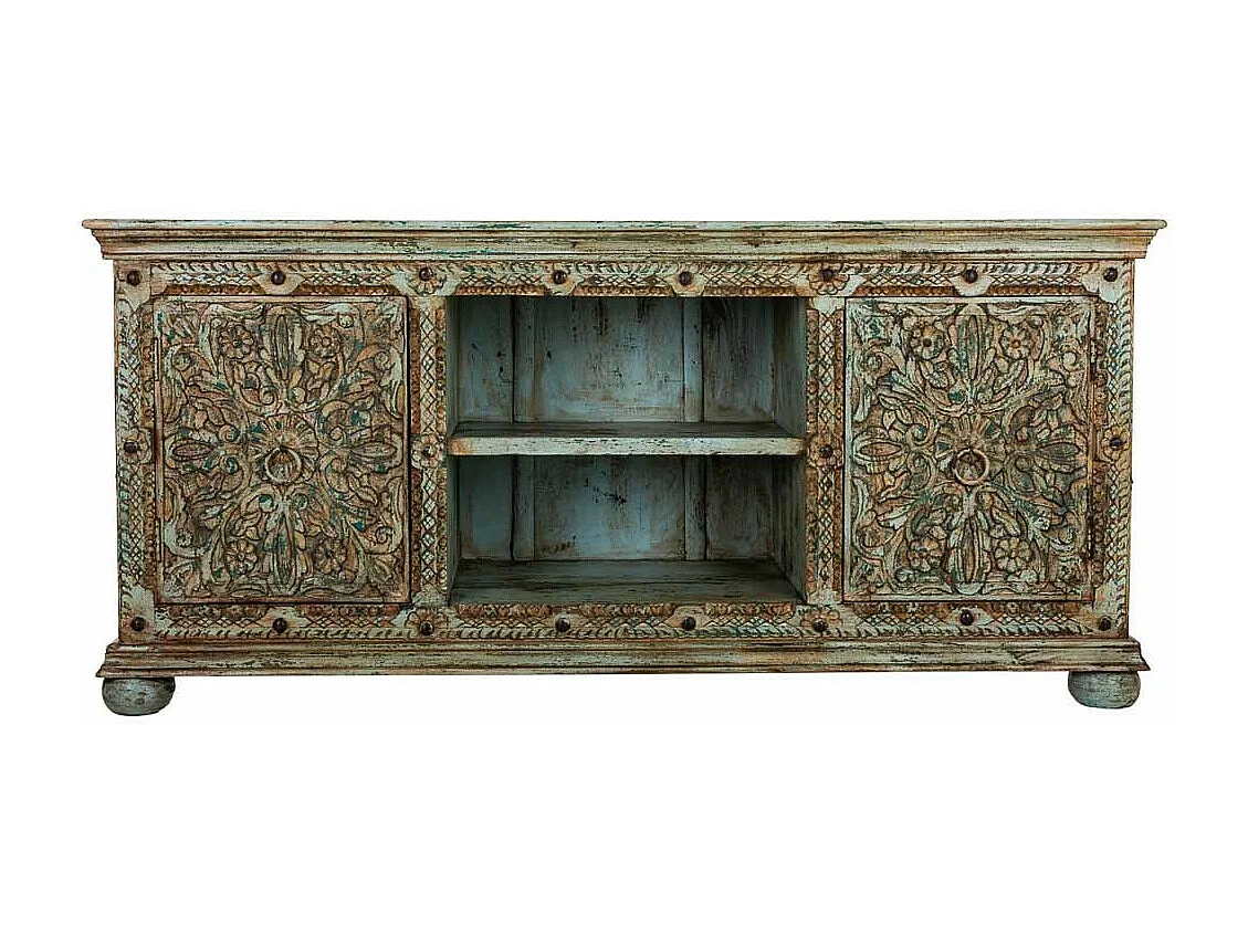 Aparador de madeira verde 165x45x76