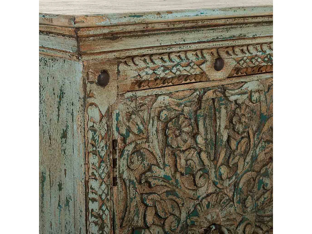 Aparador de madeira verde 165x45x76