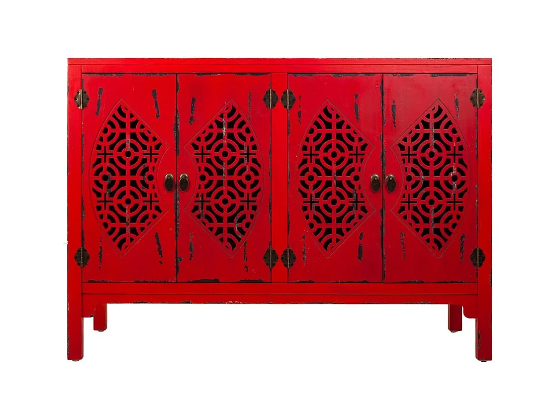 Buffet en bois rouge 120x40x86,5h
