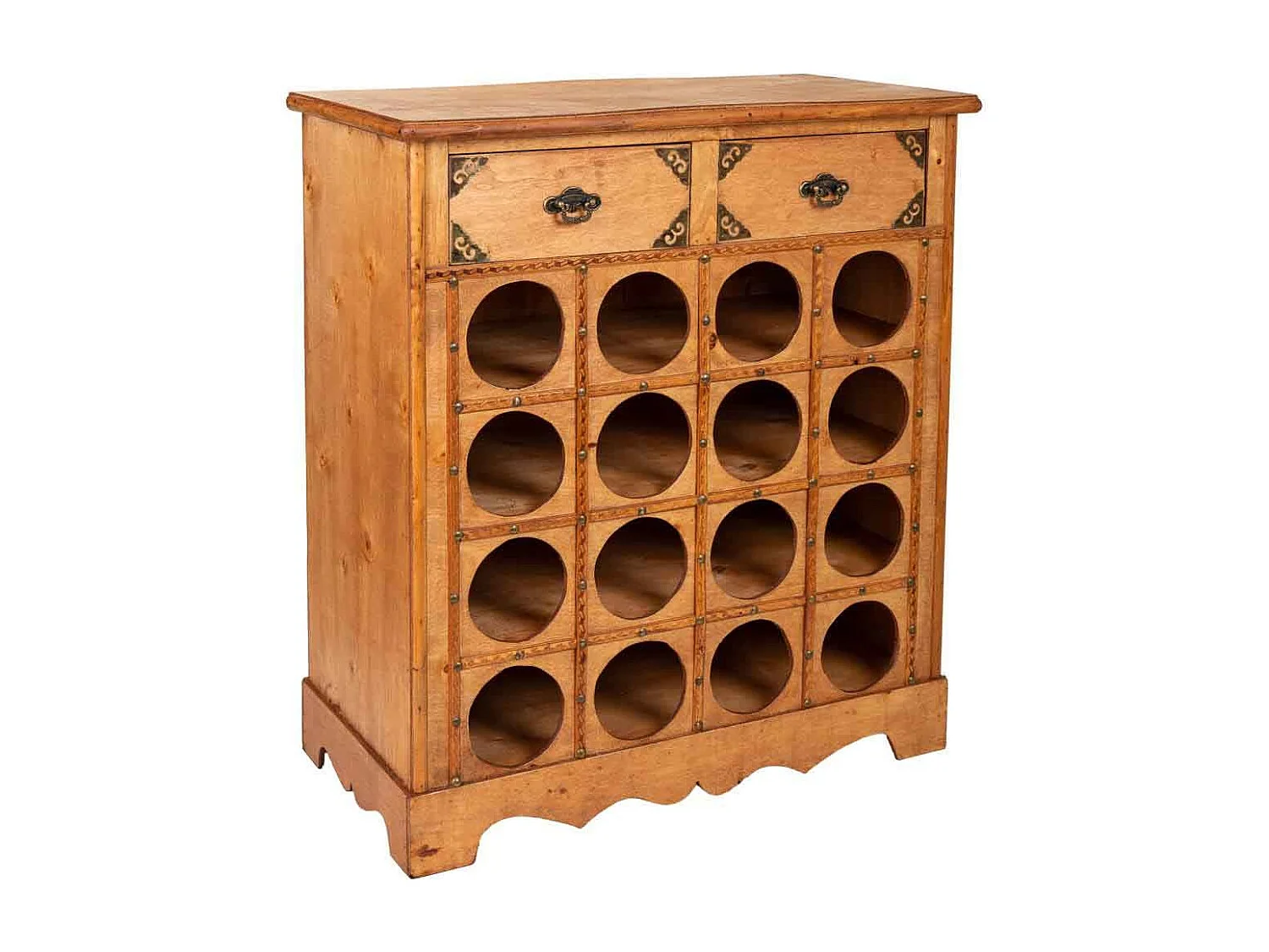 Mobile portavini in legno color miele 63x31x69,5h