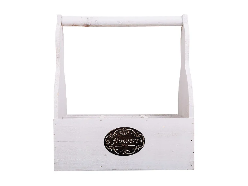 Cesta Vaso de flores em madeira branca 26x17,5x10/30