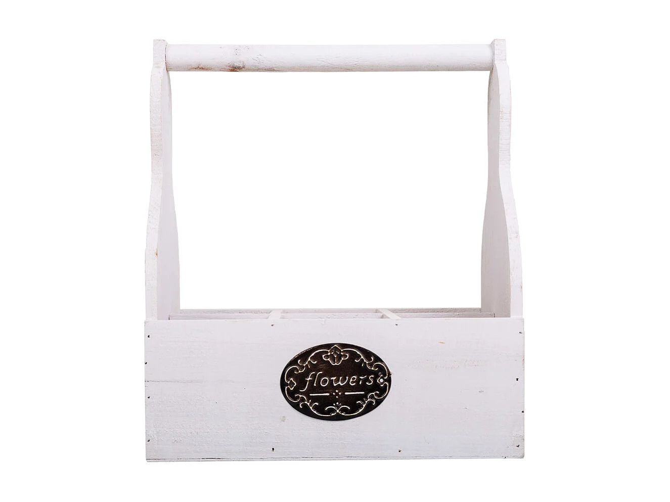 Weißer Blumentopfkorb aus Holz 26x17,5x10/30h cm