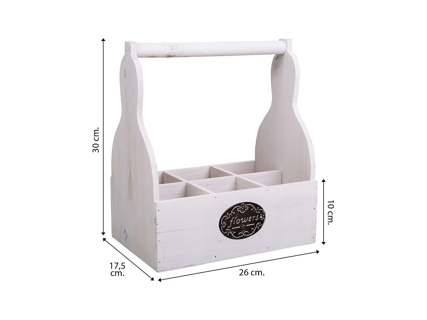 Weißer Blumentopfkorb aus Holz 26x17,5x10/30h cm