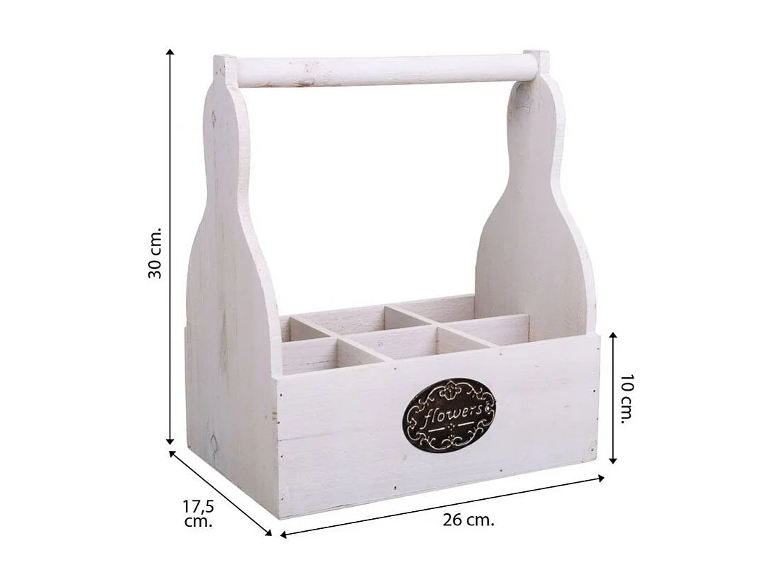 Weißer Blumentopfkorb aus Holz 26x17,5x10/30h cm
