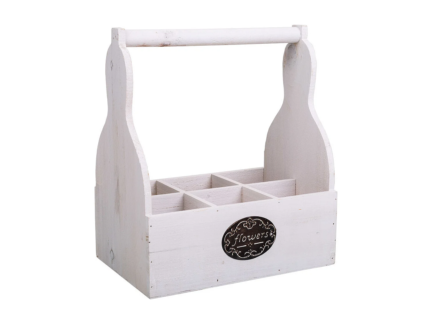 Weißer Blumentopfkorb aus Holz 26x17,5x10/30h cm