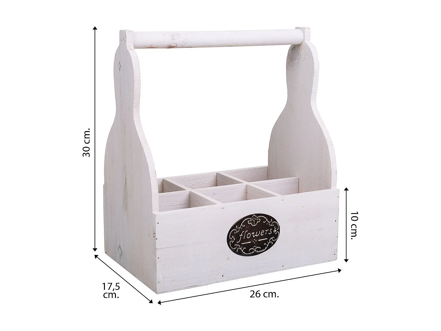 Weißer Blumentopfkorb aus Holz 26x17,5x10/30h cm
