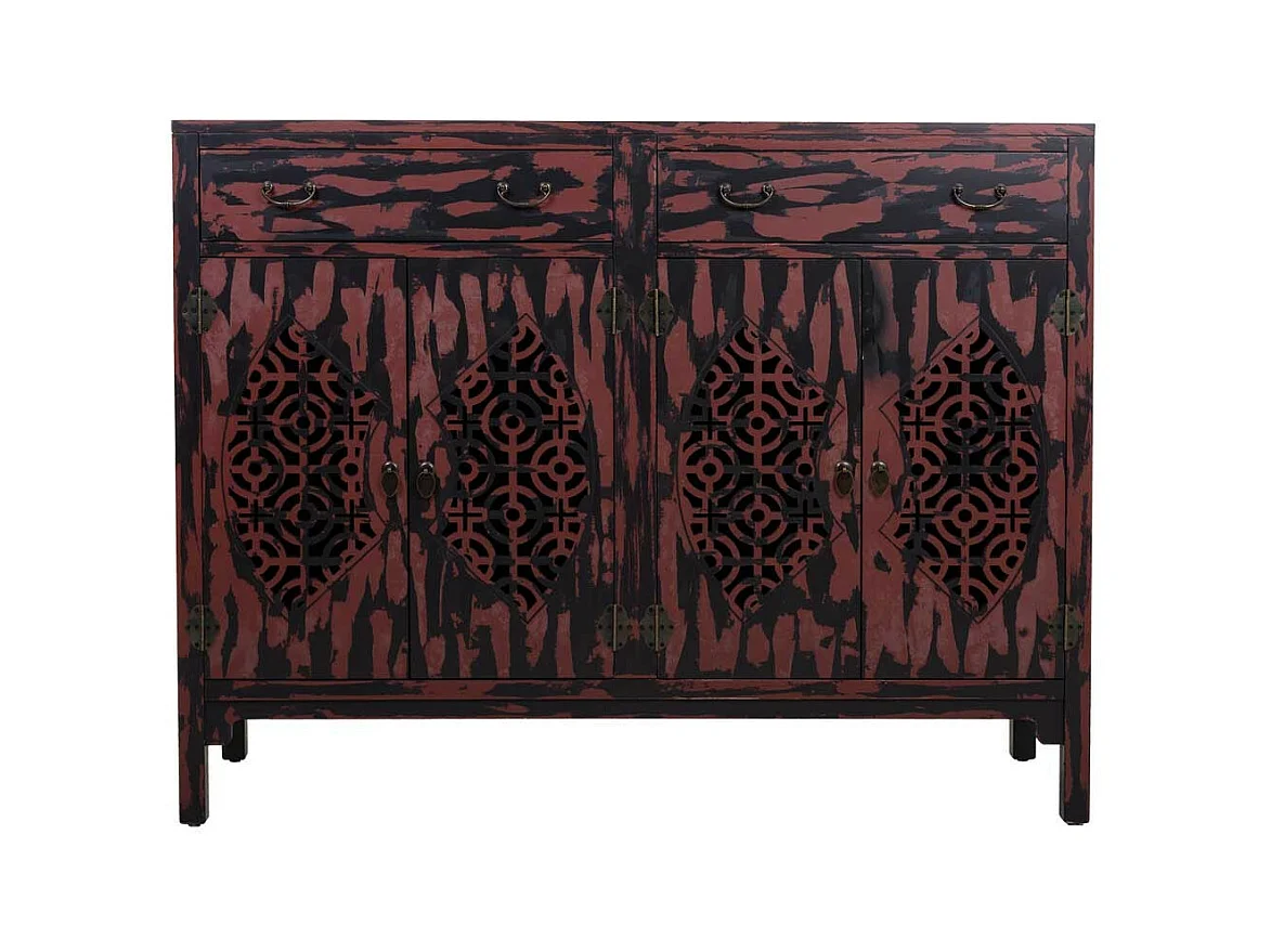 Aparador de madeira vermelho 136x36x106