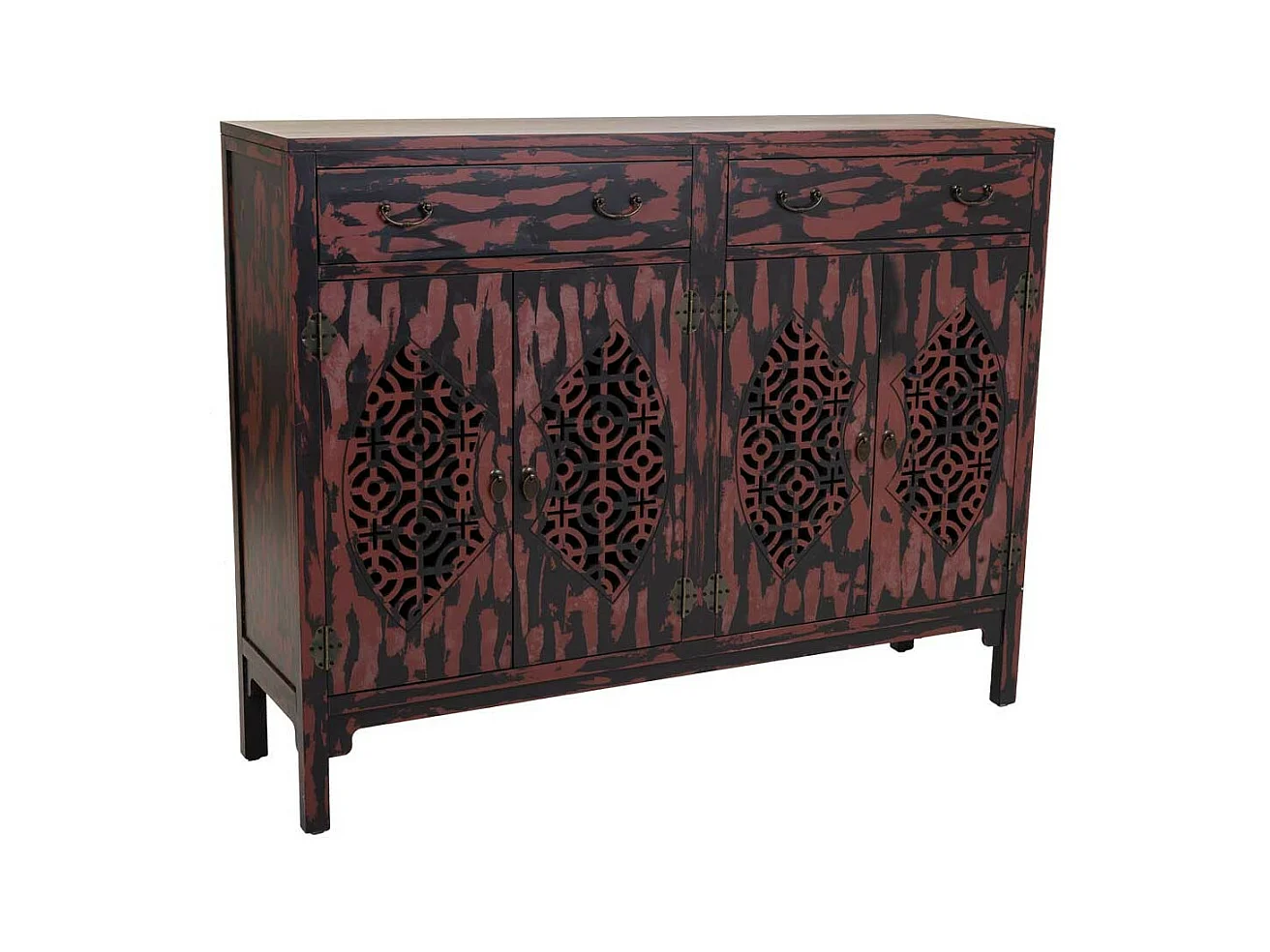 Aparador de madeira vermelho 136x36x106